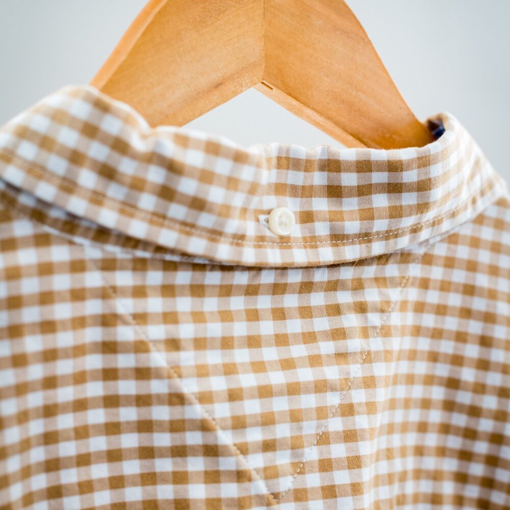 Tommy Hilfiger Men’s XL Classic Fit Gingham Button Down Tan White - Picture 6 of 11